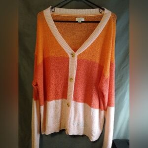 Mudpie Barker button down women's Colorblock V-Neck Cardigan Sweater